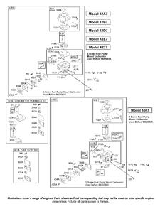Carburetor Diagram and Parts List for 42A707-2240-XX  Briggs and Stratton Engine